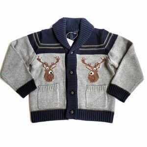 Janie & Jack 2T Deer Sweater Shawl Neck Cardigan NWT